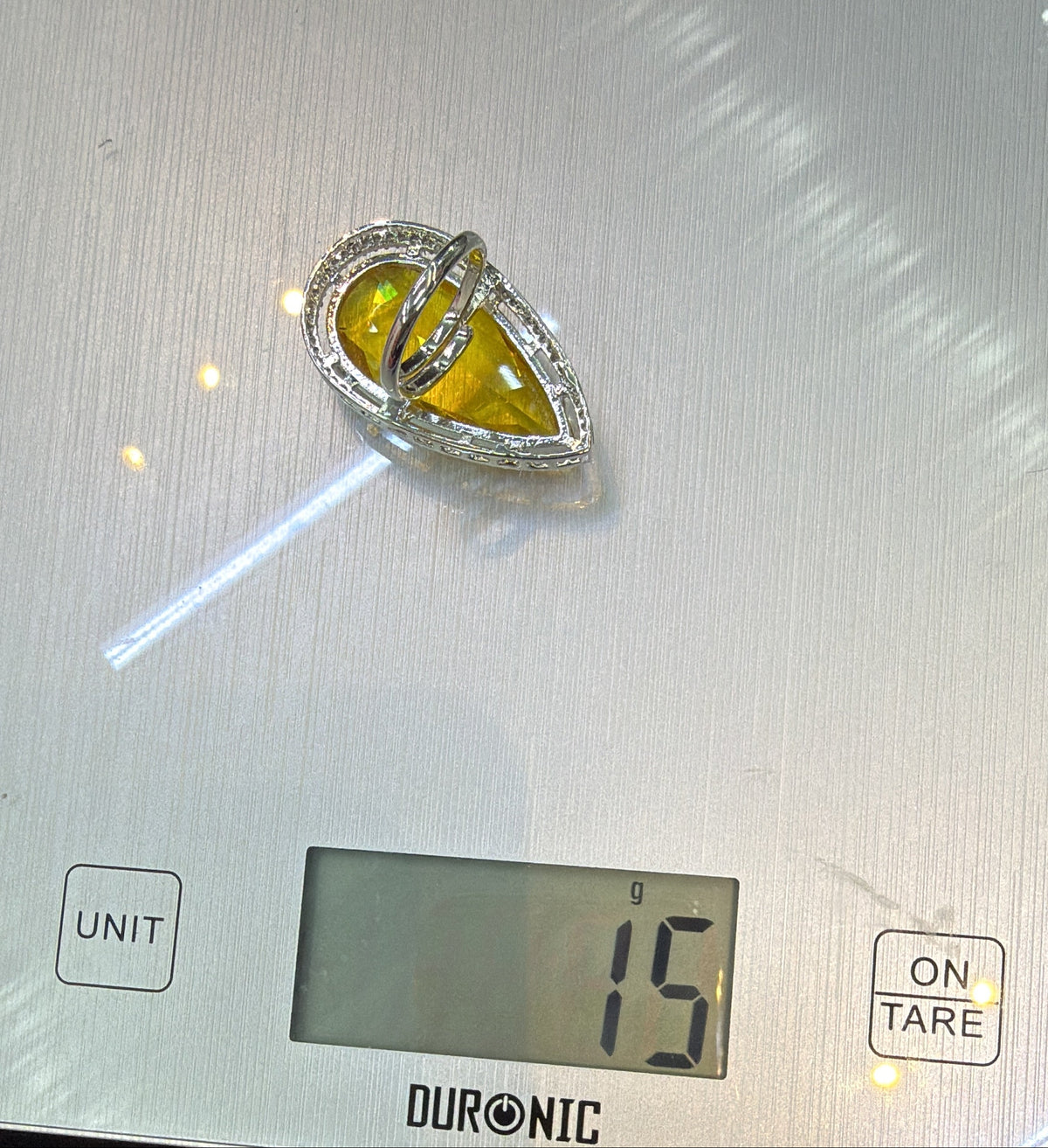 A ring weight is showing that is 15 grams