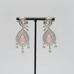 American diamond earrings rear view is displaying on the stand. 