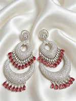 American diamond earrings with ruby red stones