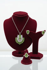American diamond jewellery set with necklace, studs and finger ring 