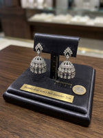 The Eve Silver-Plated Petite American Diamond Jhumka Earrings | Famaza Couture