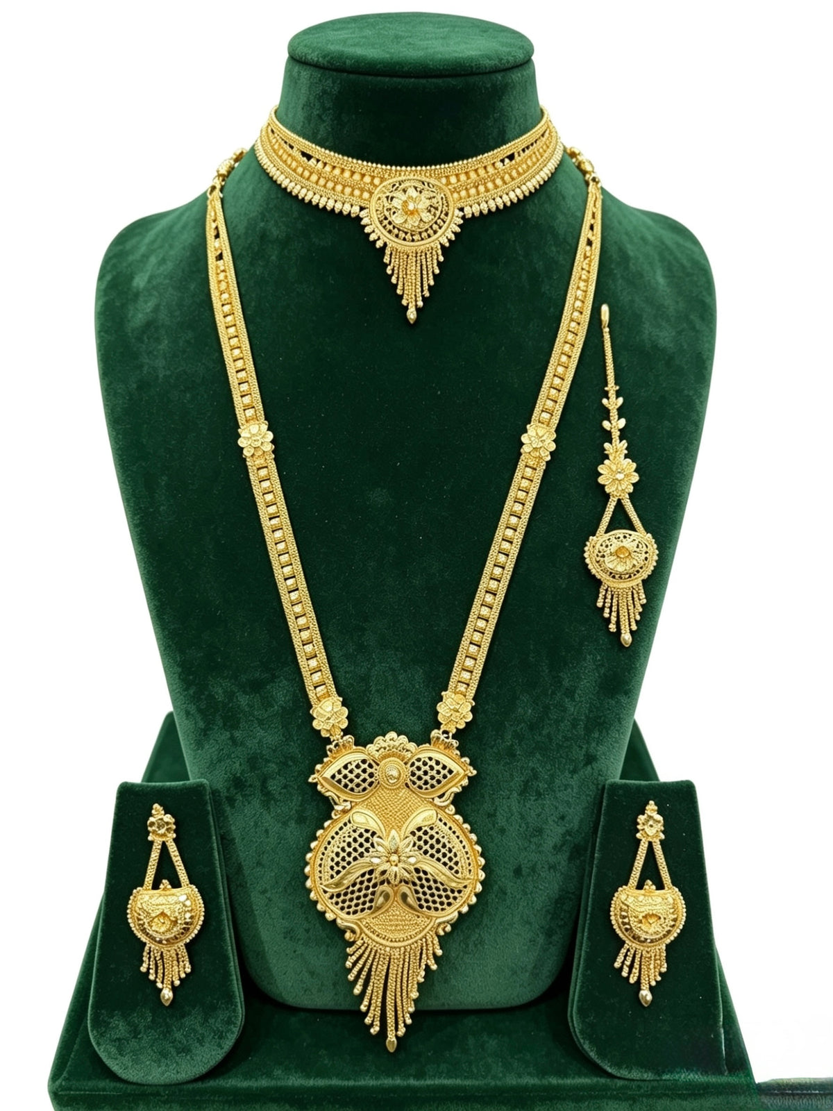 The Urooj 22K Gold Plated Bridal Jewellery Set | Traditional Necklace & Earrings