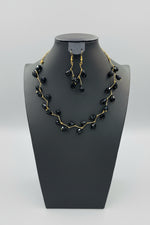 Black beaded necklace and earrings 
