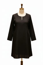 Black lawn kalidar kurti is displayed. 