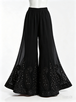 Black sharara with black bakhiya and silver kaamdani work. 