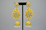 Meenakari Ambi Long Jhumka Earrings | Lightweight Bridal & Party Wear – Famaza Couture