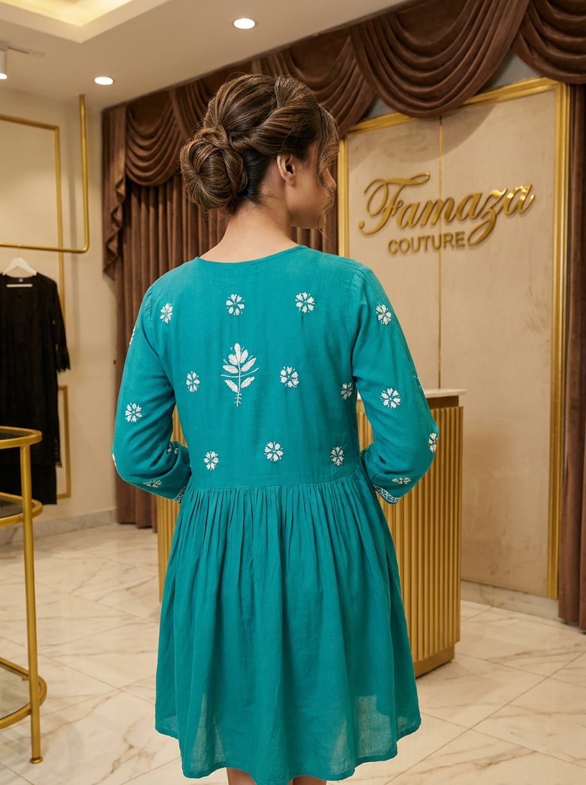 Chikankari Short Kurti Frock Style | Indian Top for Women