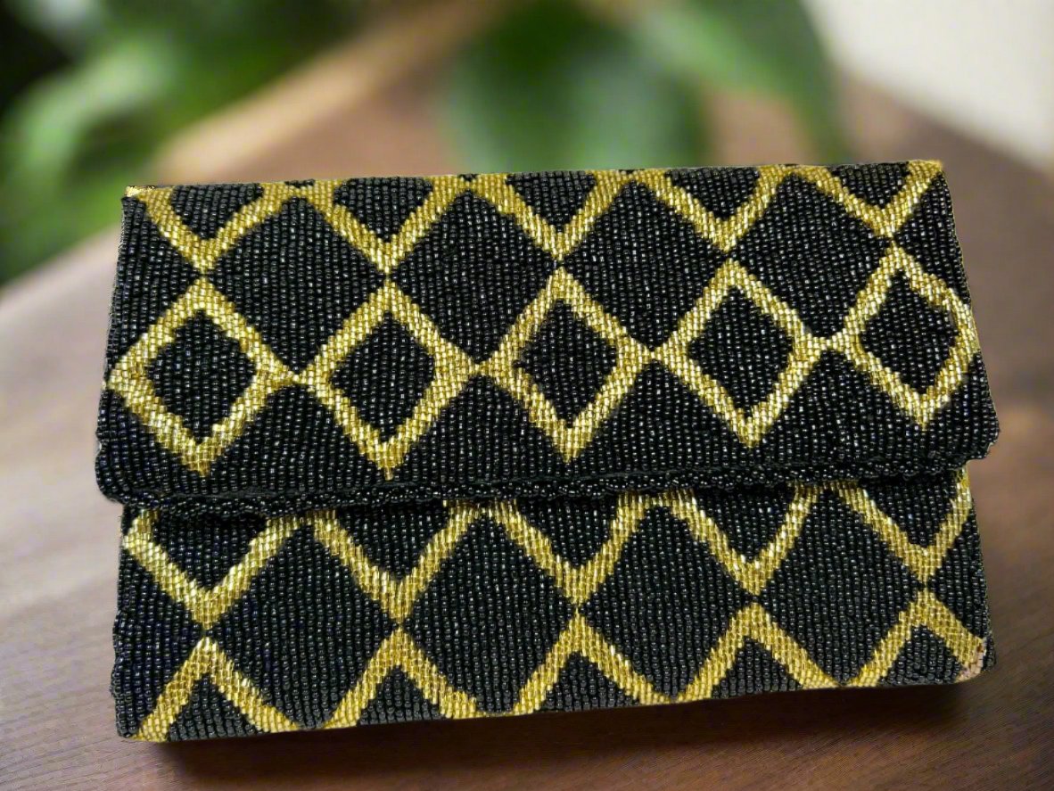 Clutch Bag - Black Gold Diamond