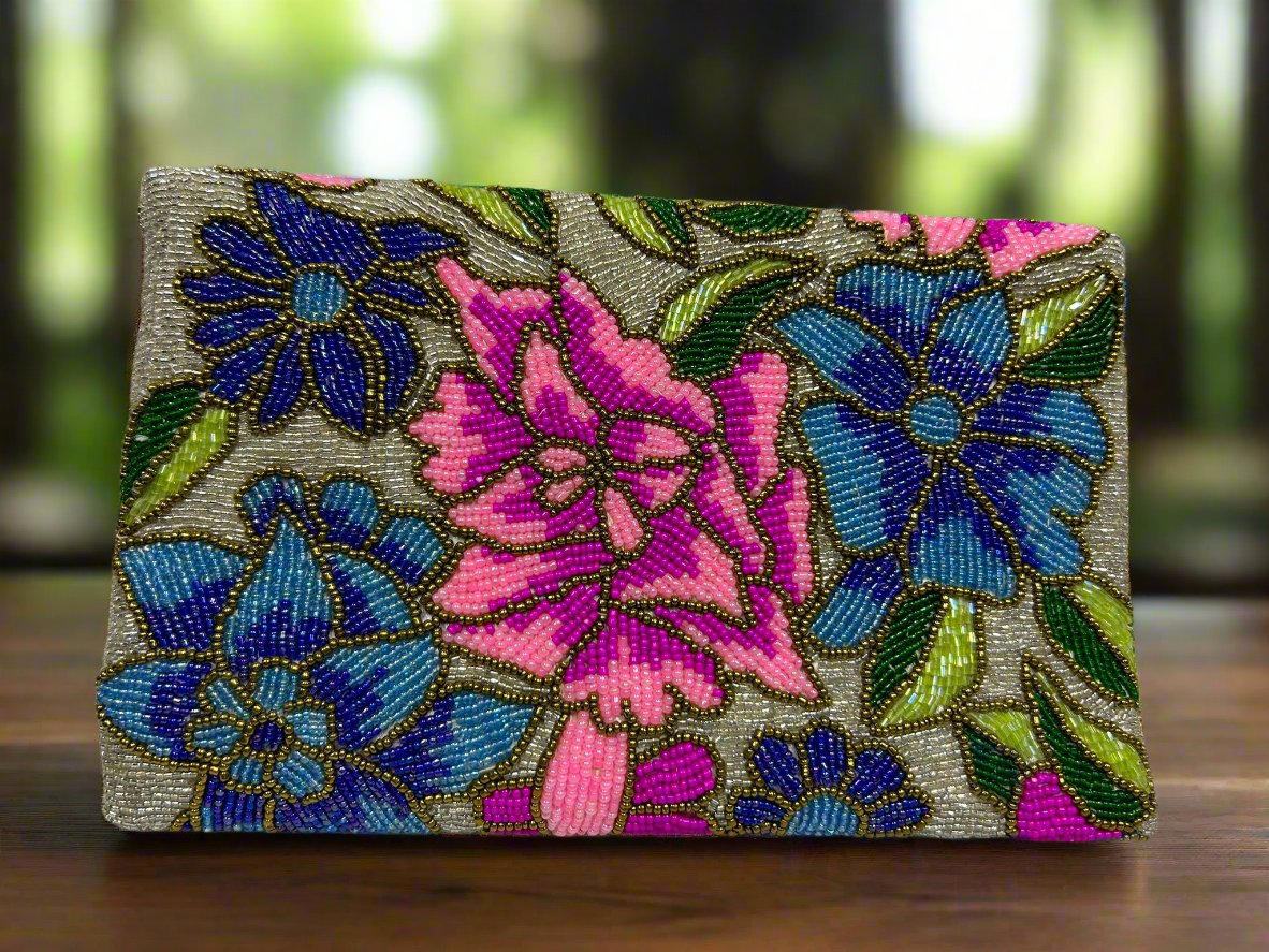 Clutch Bag - White Multicolored Floral 3