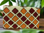 Clutch Bag - White Orange Red Floral Diamond