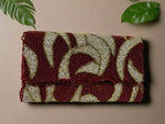 Clutch Bag - Maroon/Silver