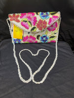 Colored Floral Handcrafted Clutch Bag