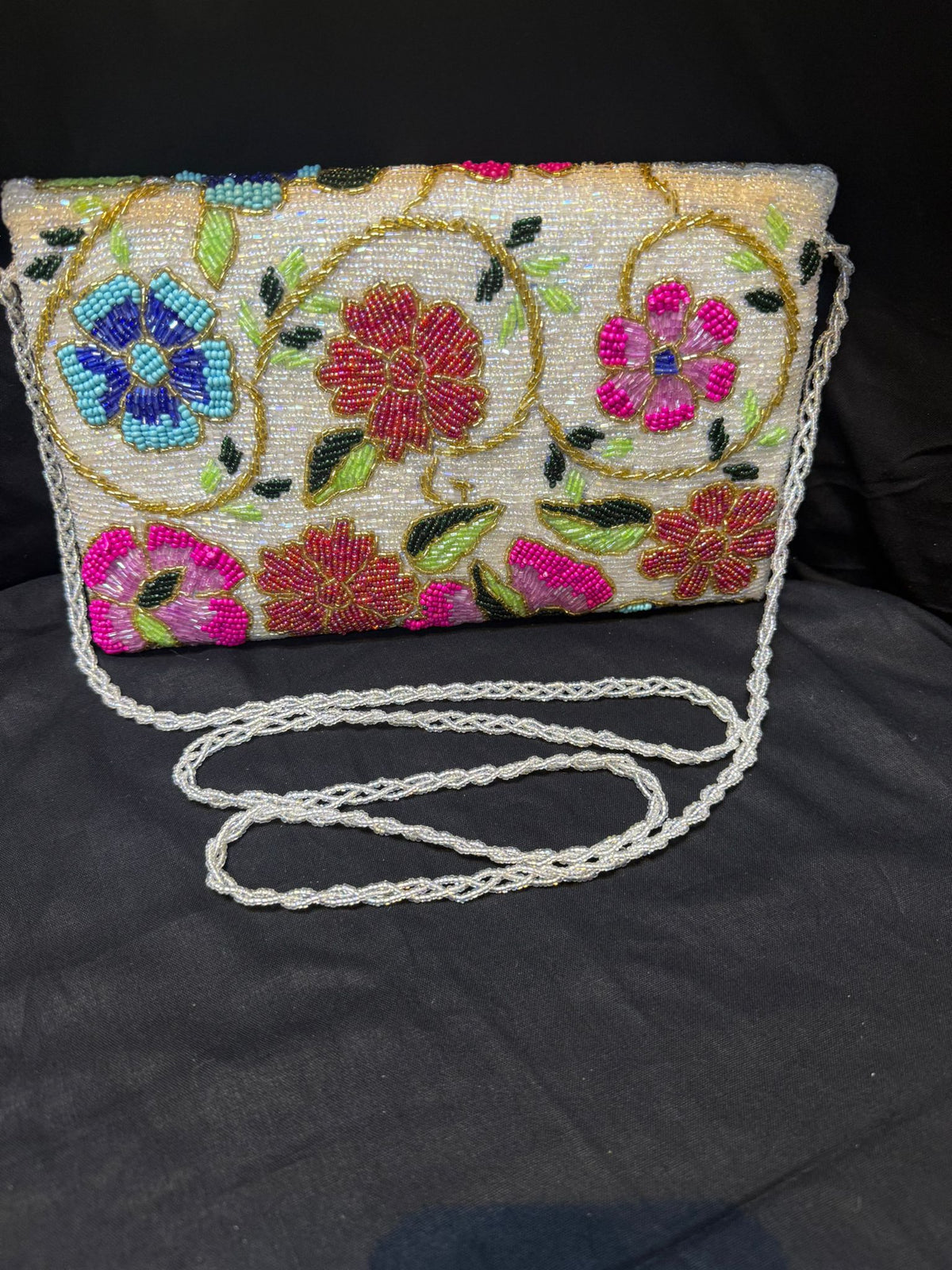 Colored Floral Handcrafted Clutch Bag