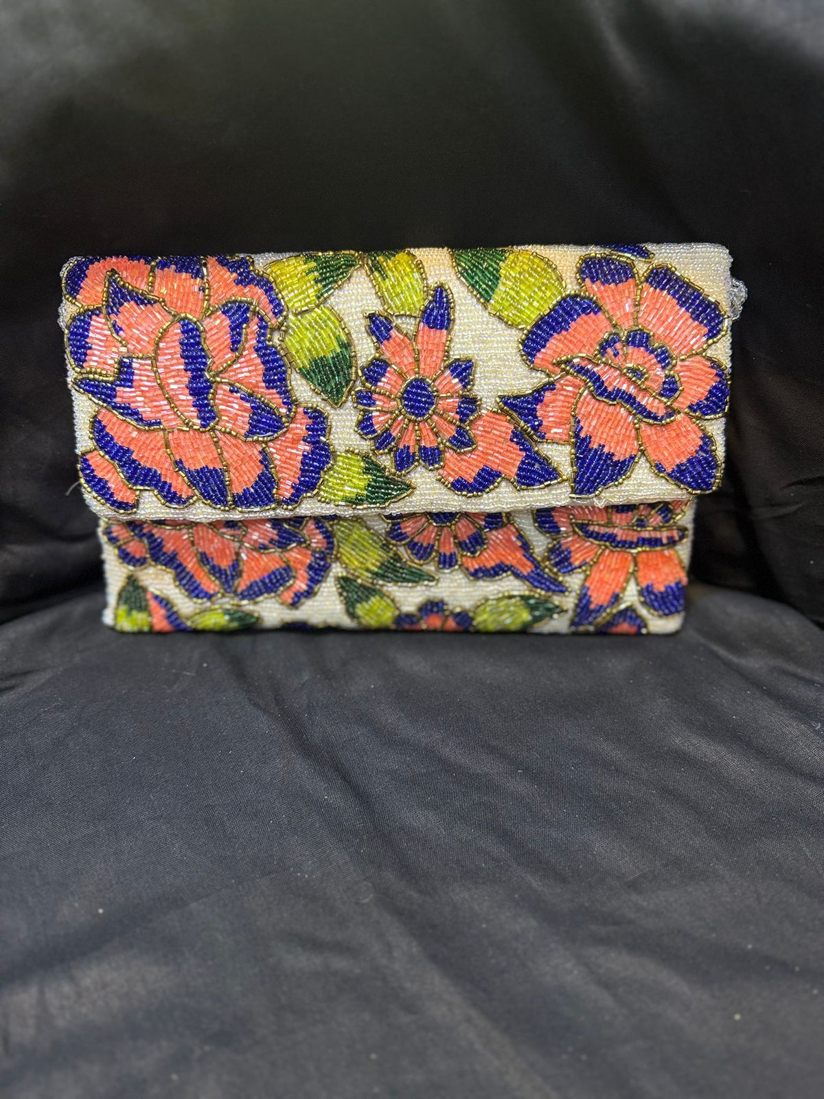 Colored Floral Handcrafted Clutch Bag