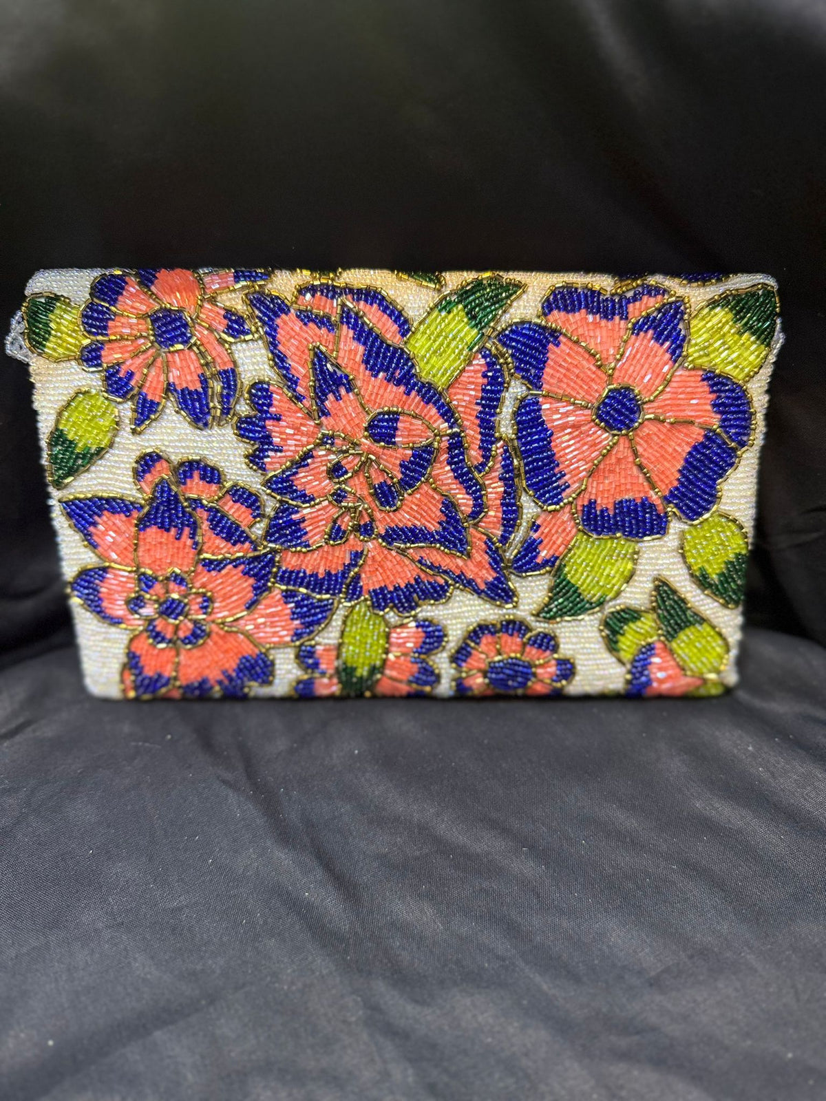 Colored Floral Handcrafted Clutch Bag