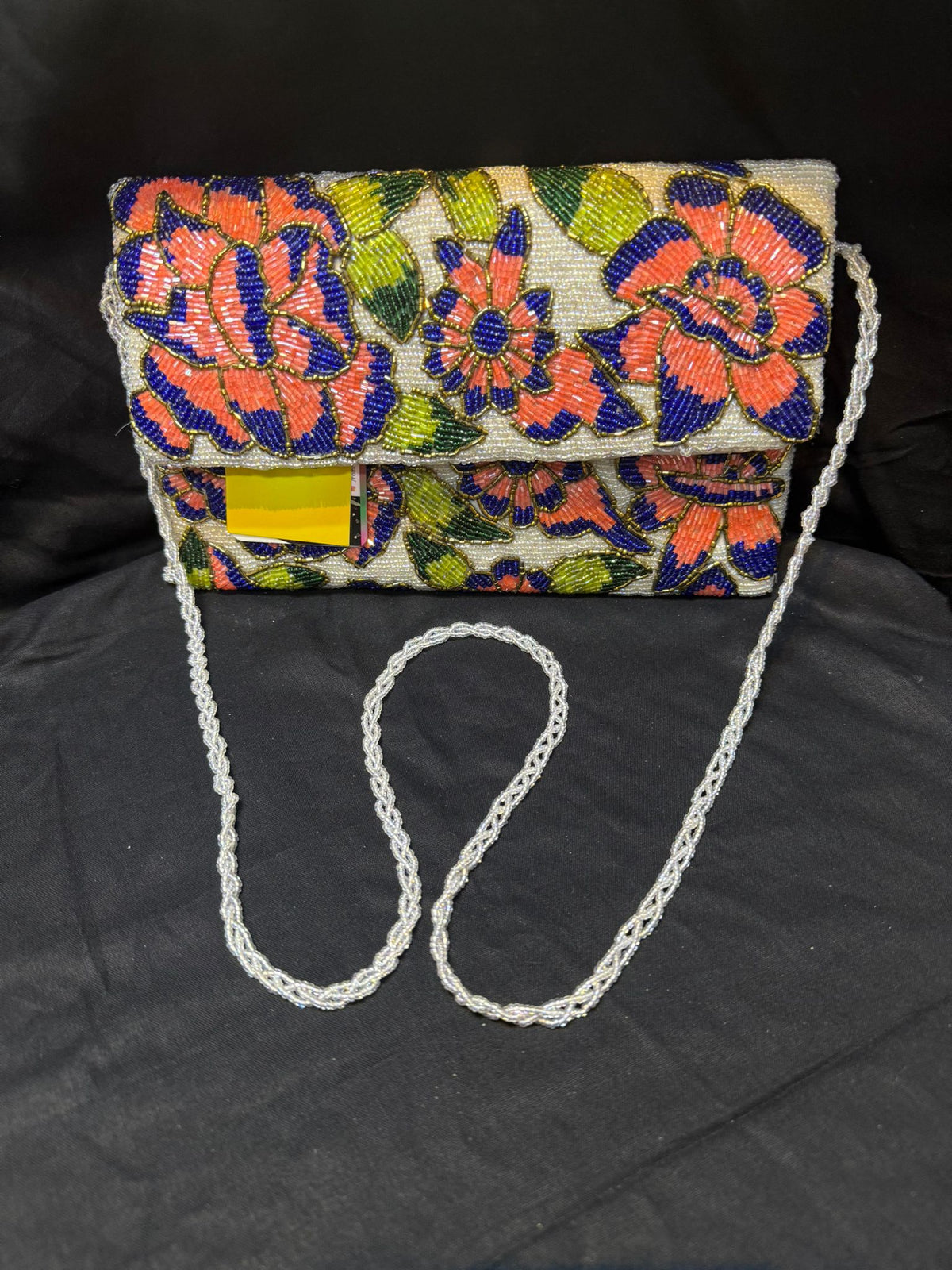 Colored Floral Handcrafted Clutch Bag