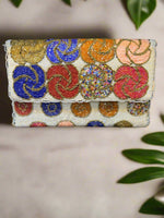 Colored Floral Handcrafted Clutch Bag