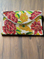 Colored Floral Handcrafted Clutch Bag