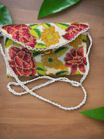 Colored Floral Handcrafted Clutch Bag