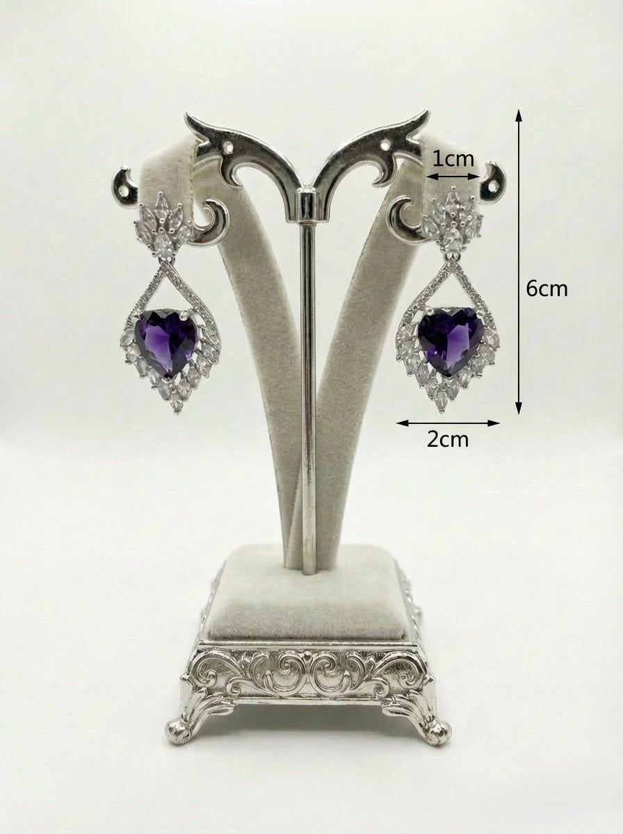 American Diamond Heart Stone Earrings |Heart-Shaped Earrings Earrings