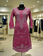 Front view of chikankari cotton kurti