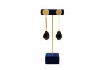 Black moissanite gold plated drop earrings side view