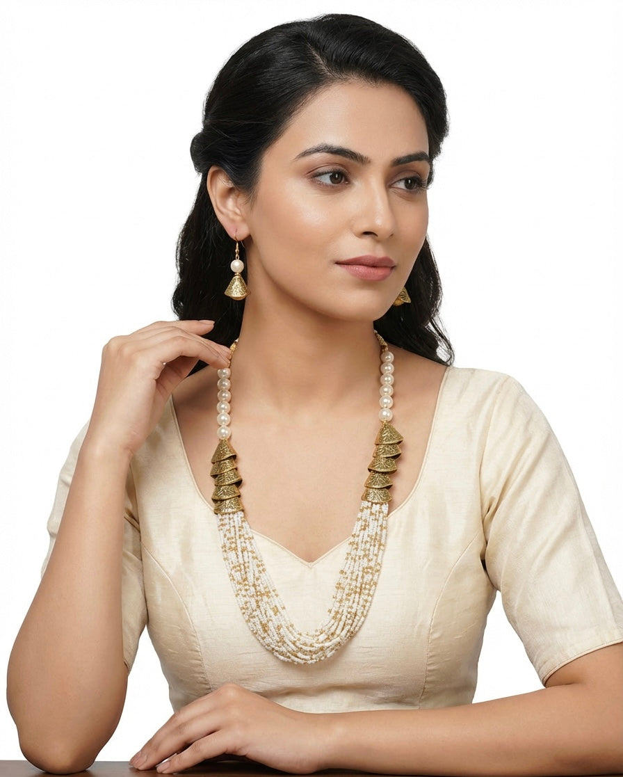 Mini Beaded Mala Jewellery Set | Lightweight Necklace & Earrings | Famaza Couture Wembley