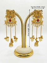 14K Gold Plated Kashmiri Jhumka Earrings | Long Kundan Party Wear Earrings