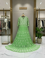 56-Kali Chikankari Anarkali Chiffon Dress – Hand-Embroidered Lucknowi Ethnic Wear