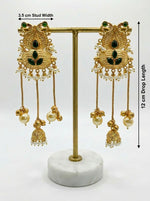 14K Gold Plated Kashmiri Jhumka Earrings | Long Kundan Party Wear Earrings