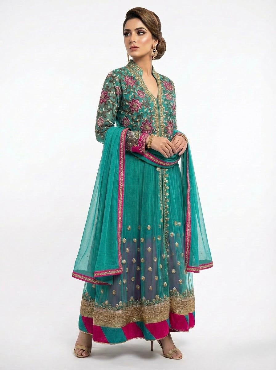 Ombre 3 Piece Pakistani Party Wear Dress UK – Elegant Suit for Wedding and Parties