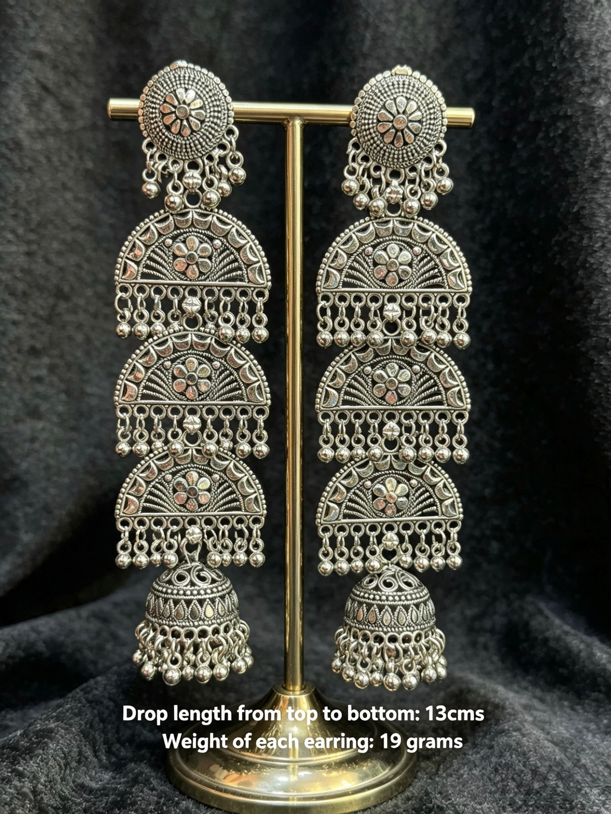 The Royal Garba: Lightweight Antique-Oxidised Chandelier Earrings