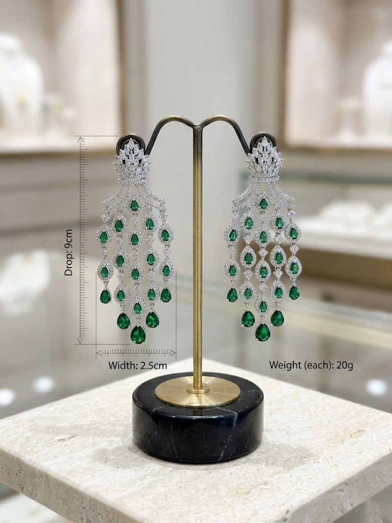 Elixir Emerald Pear-Drop Chandelier Earrings