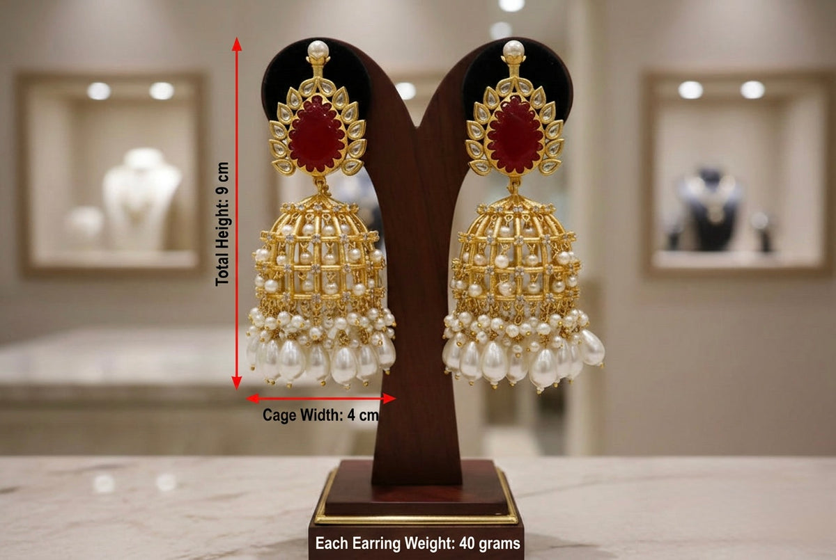 Royal Monalisa Stone & Coin Golden Earrings | Bridal & Partywear Wembley