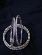 Eternity Stackable American Diamond Bangle Set | 4-Piece Silver Plated Bracelets