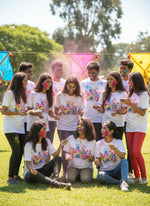 Splash Ready Happy Holi Adult Unisex Tee | 100% Breathable Cotton | Hand-Printed Festival Style