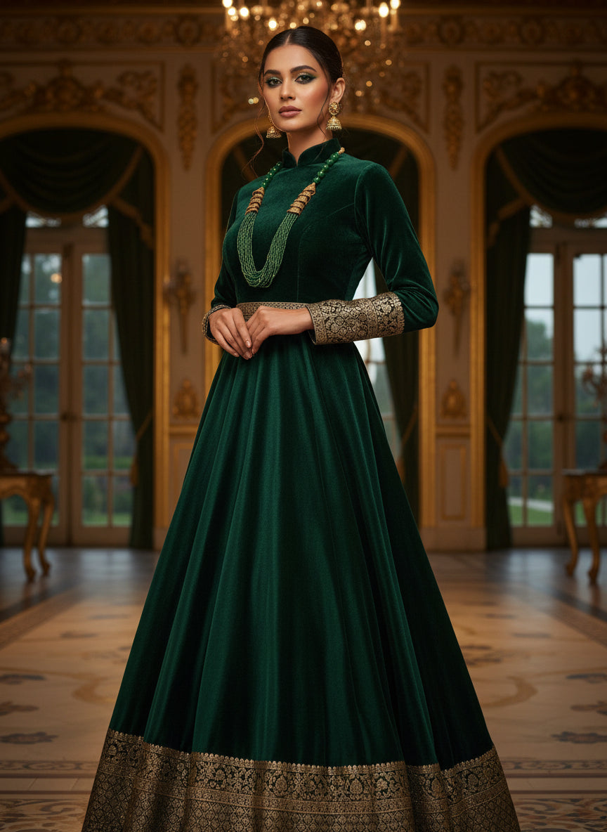 Green braided mala with gold accents and matching earrings by famaza couture 