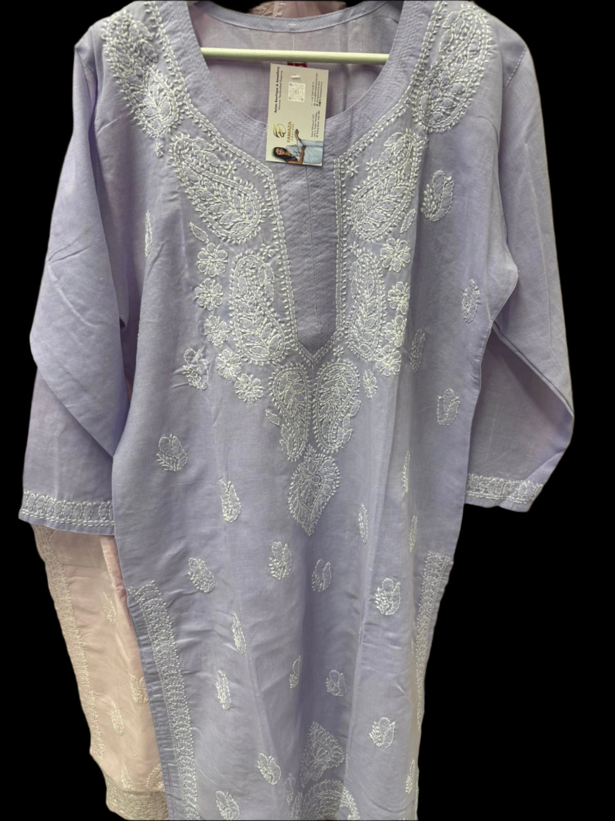 Grey cotton kurti closeup