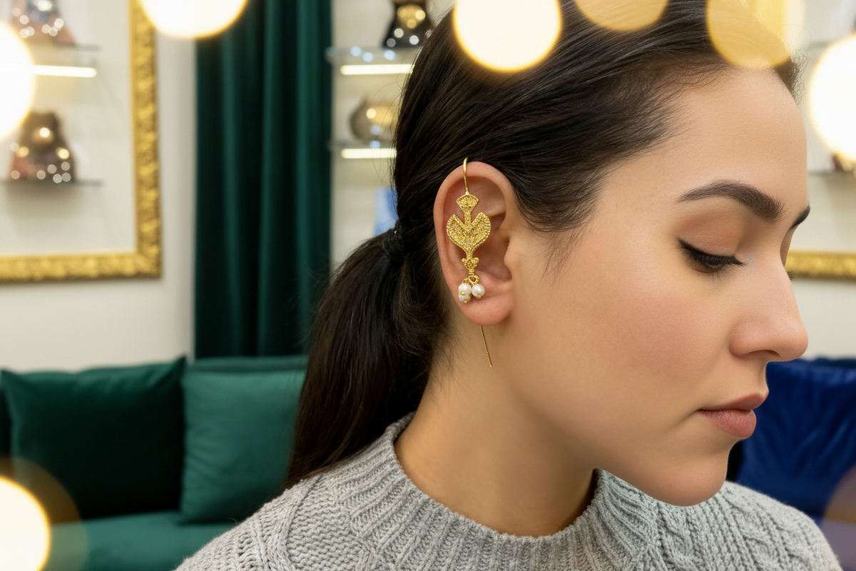 Handcrafted Gold Ear Cuffs and Climbers for Bridal & Party Wear