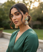 Pink Multicolour Stone Jhumkas | Lightweight Handcrafted Party Wear Earrings | Famaza Couture Wembley