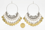 Dual-Tone Peacock Chandbali Earrings with Gold Coin Drops | Famaza Couture