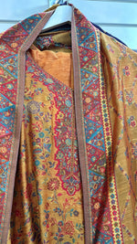 Kanni silk kurti neckline and dupatta detail.