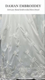 Kurti daaman white hand embroidery is focused for the customers to underhand how it looks like. 