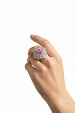 The Aurora Marquise Floral Statement Ring | Rhodium Plated