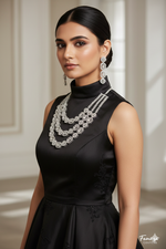 Luxury American diamond layered necklace set with earrings