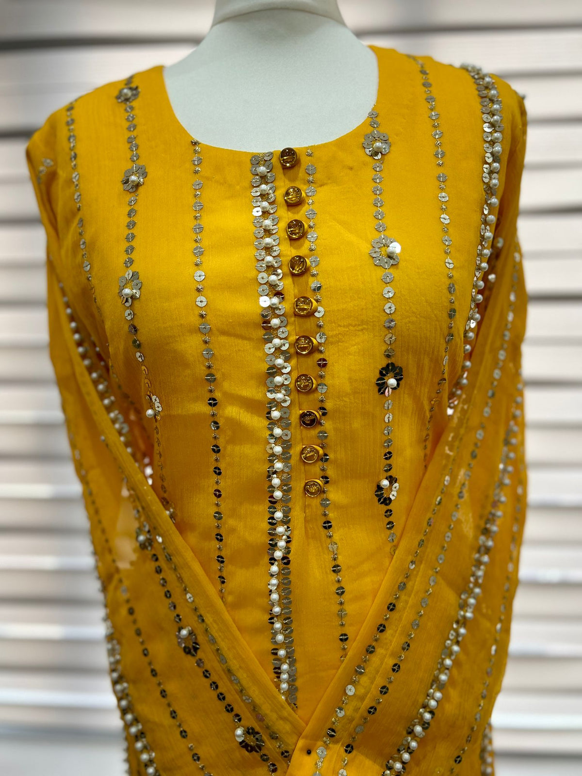 Party Wear Dress - Shan-e-Sheeba - Mango Yellow