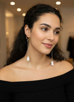 Mother of Pearl Needle Thread Earrings Gold Posh Jewellery