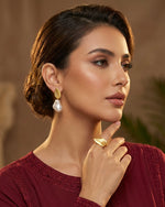 Mother of Pearl Golden Leaf Earrings - Botanical Bridal Jewellery London