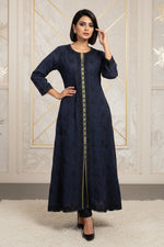 Navy blue colour hand embroidered kurti. 