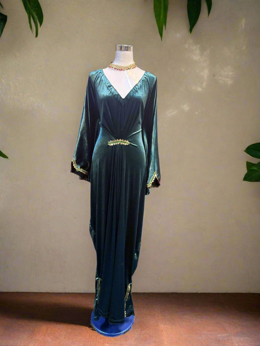 Khurshid Batwing Velvet Kaftan dress